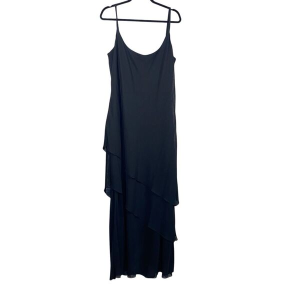 Cameron Blake Elegant Black Evening Gown Sleeveless Layered Midi Womens Sz 20 - Picture 2 of 7